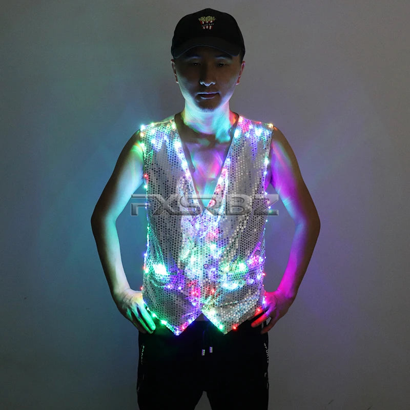Colorful LED Luminous Vest Ballroom Host Light Clothing The Magician Clothes The Circus Performance LED Costumes Jacket