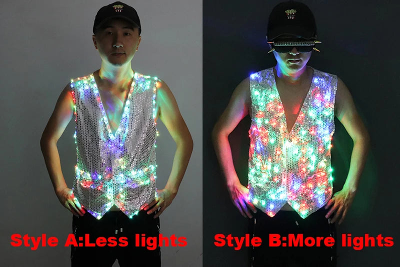 Colorful LED Luminous Vest Ballroom Host Light Clothing The Magician Clothes The Circus Performance LED Costumes Jacket