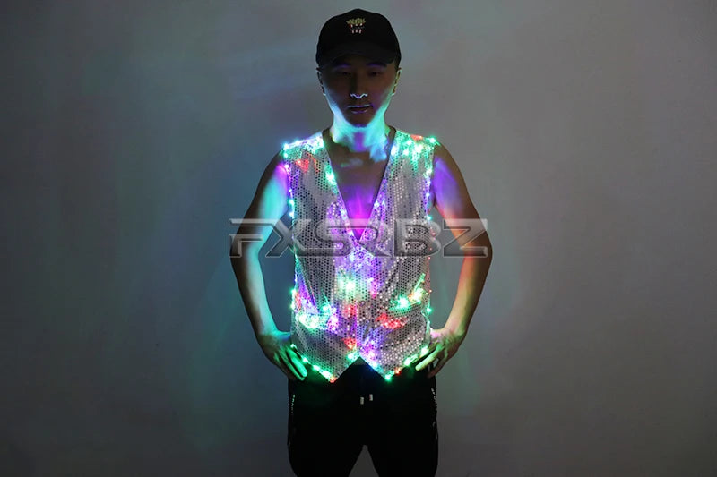 Colorful LED Luminous Vest Ballroom Host Light Clothing The Magician Clothes The Circus Performance LED Costumes Jacket