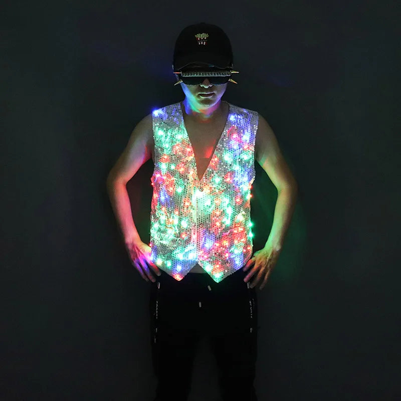 Colorful LED Luminous Vest Ballroom Host Light Clothing The Magician Clothes The Circus Performance LED Costumes Jacket