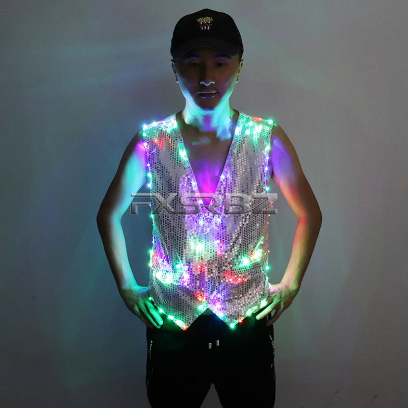 Colorful LED Luminous Vest Ballroom Host Light Clothing The Magician Clothes The Circus Performance LED Costumes Jacket