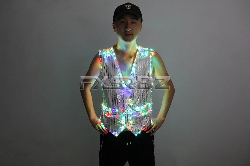 Colorful LED Luminous Vest Ballroom Host Light Clothing The Magician Clothes The Circus Performance LED Costumes Jacket
