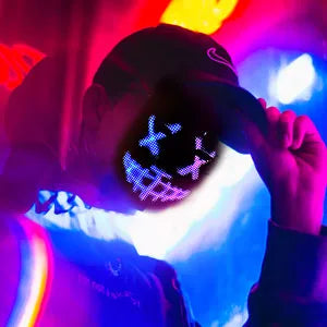 LED Light Up Mask APP Control Programmable Glowing Face Masks For Scary Halloween Festival Costume Masquerade Parties Cosplay