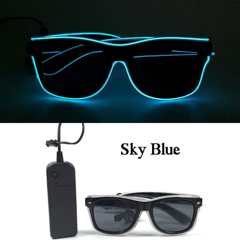 Rave Bar Glowing Glasses With Light Neon Party Decor LED Sunglasses For Men Women Birthday Luminous Glasses Festival Supplies