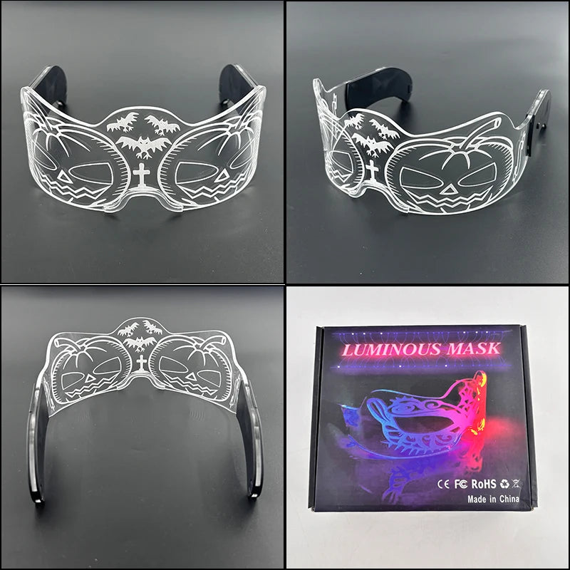 Hot LED Luminous Glasses Neon Light Up Visor Eyeglasses Bar Party Glasses For Halloween Christmas Festival Glow Party Decoration