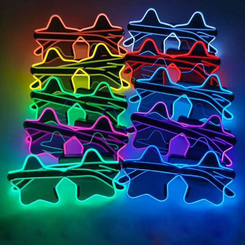 Led Glowing Glasses Star Light Up Glasses Glow In The Dark Party Supplies Birthday Wedding Bar Disco Atmosphere Props