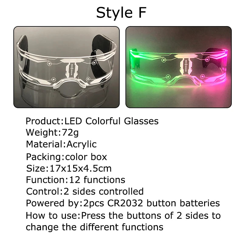 Hot LED Luminous Glasses Neon Light Up Visor Eyeglasses Bar Party Glasses For Halloween Christmas Festival Glow Party Decoration