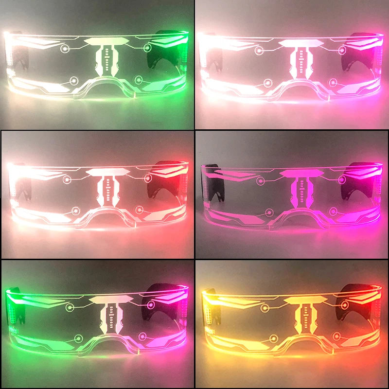 Hot LED Luminous Glasses Neon Light Up Visor Eyeglasses Bar Party Glasses For Halloween Christmas Festival Glow Party Decoration