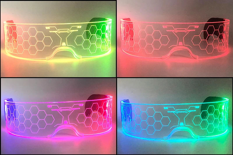 Hot LED Luminous Glasses Neon Light Up Visor Eyeglasses Bar Party Glasses For Halloween Christmas Festival Glow Party Decoration
