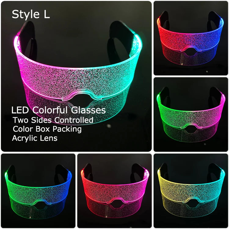 Hot LED Luminous Glasses Neon Light Up Visor Eyeglasses Bar Party Glasses For Halloween Christmas Festival Glow Party Decoration