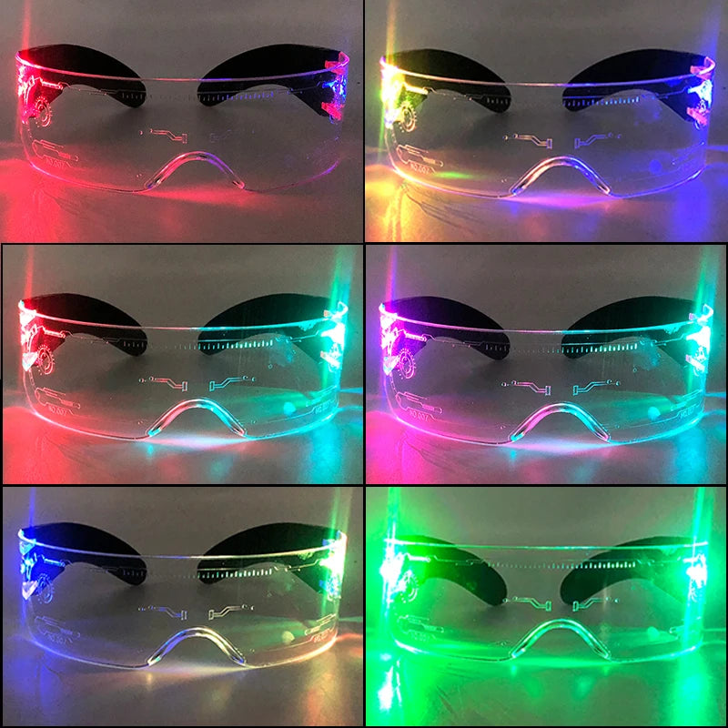 Hot LED Luminous Glasses Neon Light Up Visor Eyeglasses Bar Party Glasses For Halloween Christmas Festival Glow Party Decoration
