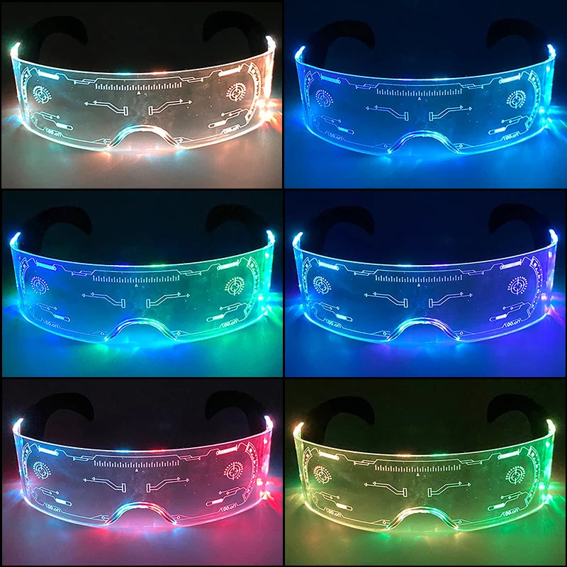 Hot LED Luminous Glasses Neon Light Up Visor Eyeglasses Bar Party Glasses For Halloween Christmas Festival Glow Party Decoration