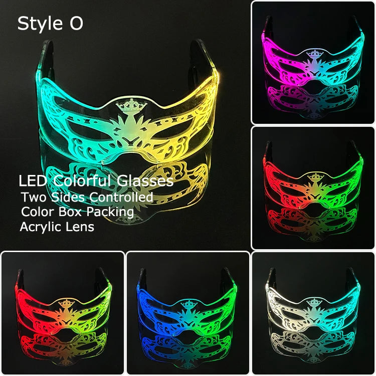 Hot LED Luminous Glasses Neon Light Up Visor Eyeglasses Bar Party Glasses For Halloween Christmas Festival Glow Party Decoration
