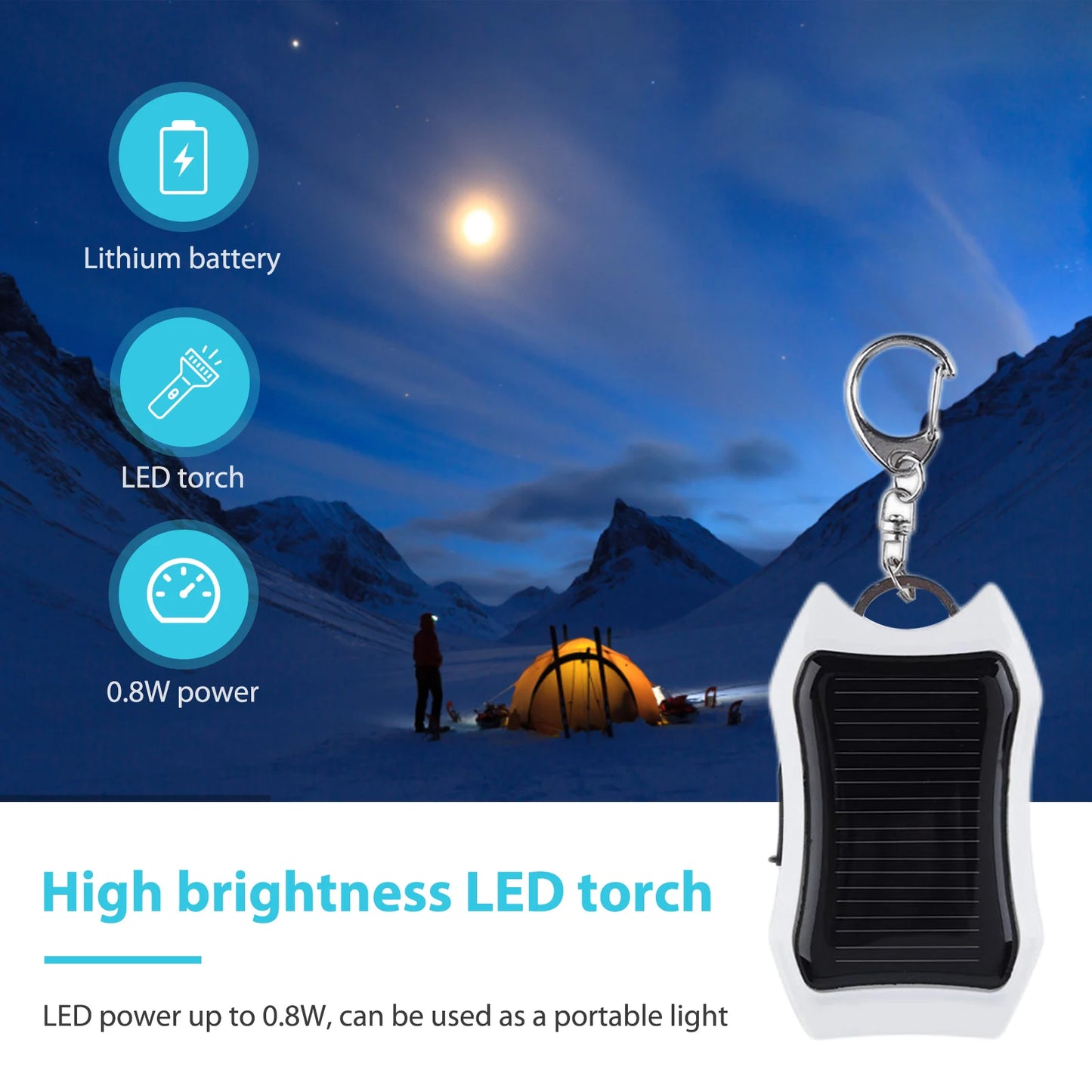 Portable Solar Power Bank Charger With Mini Flashlight Keychain Outdoor Camping USB Ports External Chargers Portable Powerbank