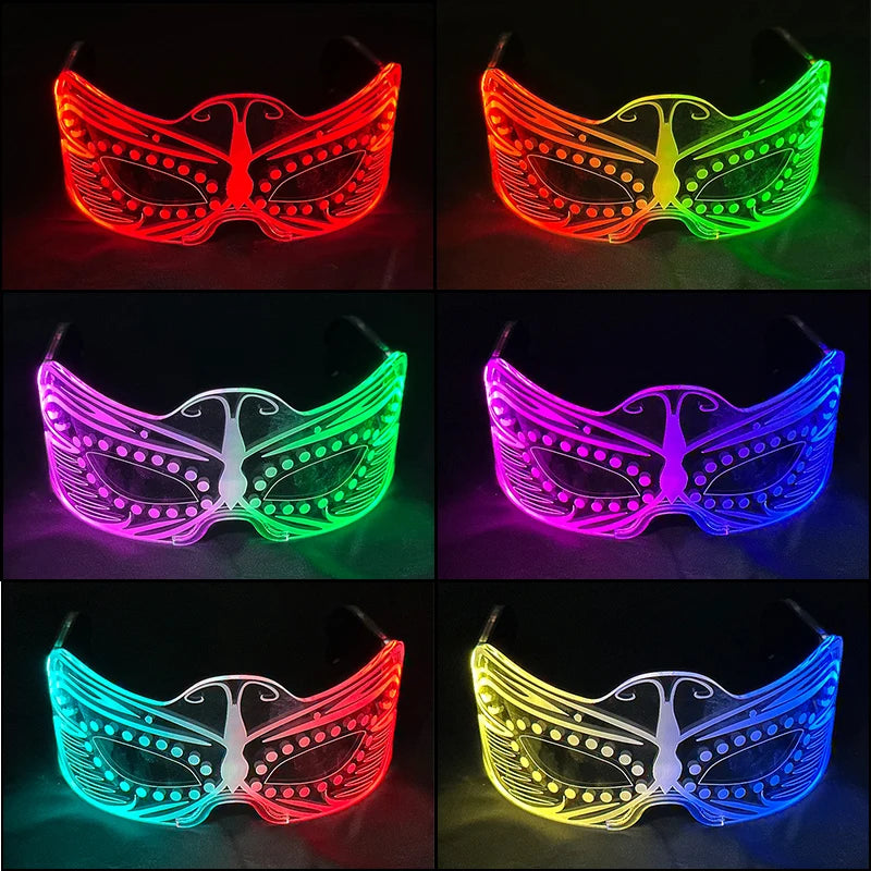 Hot LED Luminous Glasses Neon Light Up Visor Eyeglasses Bar Party Glasses For Halloween Christmas Festival Glow Party Decoration