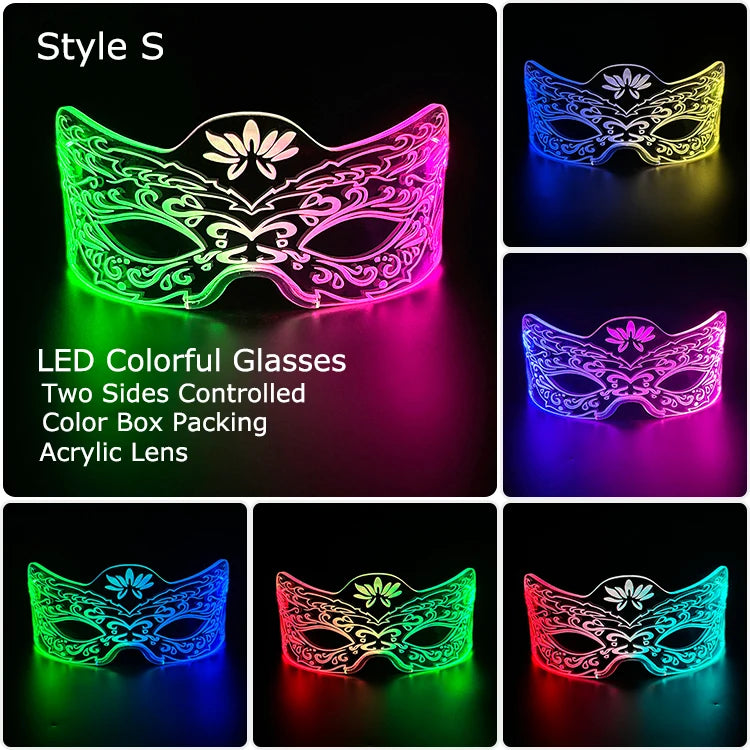 Hot LED Luminous Glasses Neon Light Up Visor Eyeglasses Bar Party Glasses For Halloween Christmas Festival Glow Party Decoration