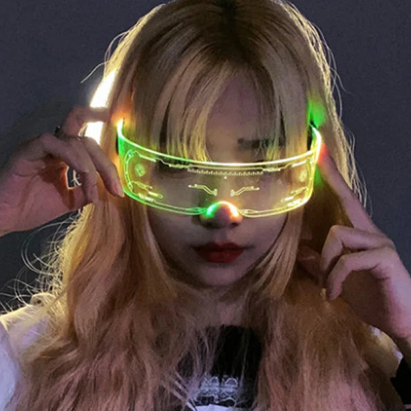 Hot LED Luminous Glasses Neon Light Up Visor Eyeglasses Bar Party Glasses For Halloween Christmas Festival Glow Party Decoration