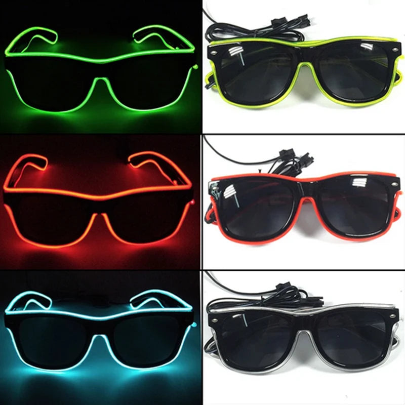 Rave Bar Glowing Glasses With Light Neon Party Decor LED Sunglasses For Men Women Birthday Luminous Glasses Festival Supplies