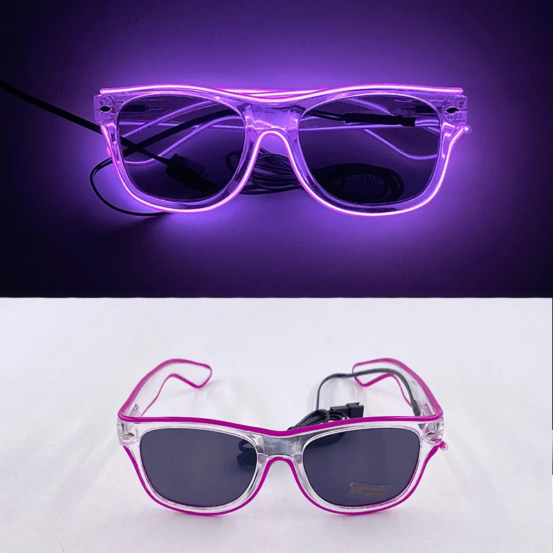 Rave Bar Glowing Glasses With Light Neon Party Decor LED Sunglasses For Men Women Birthday Luminous Glasses Festival Supplies