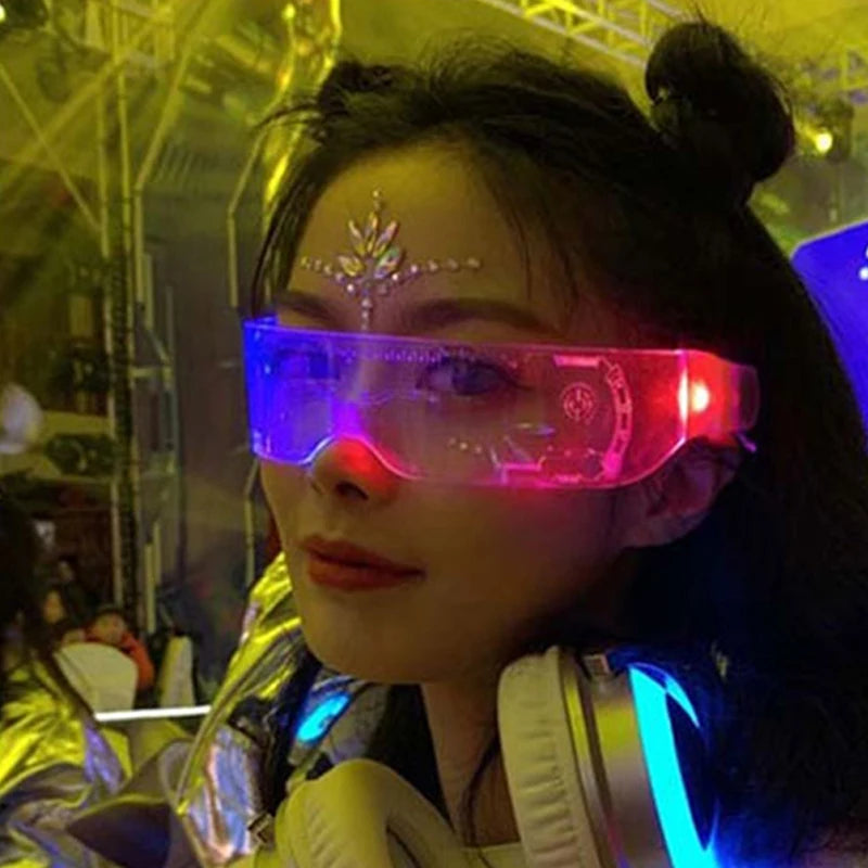 Hot LED Luminous Glasses Neon Light Up Visor Eyeglasses Bar Party Glasses For Halloween Christmas Festival Glow Party Decoration