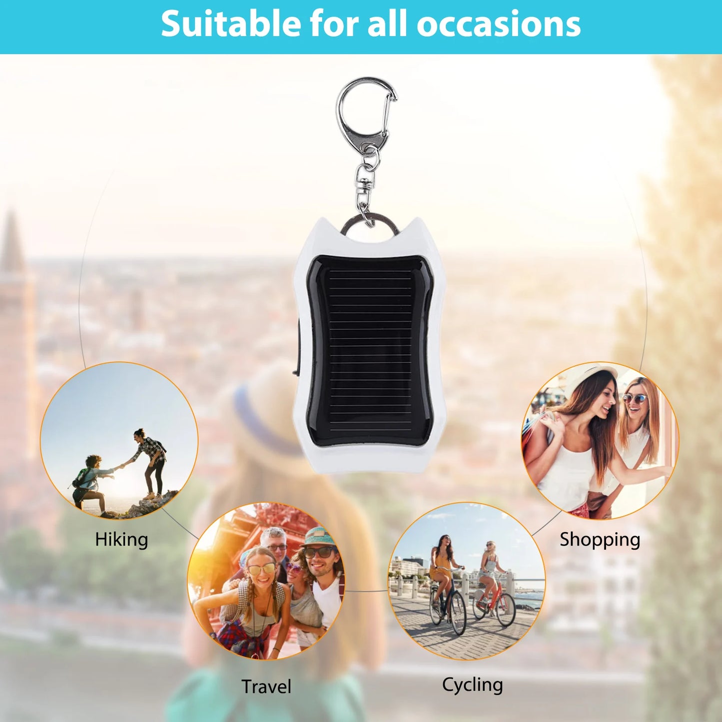 Portable Solar Power Bank Charger With Mini Flashlight Keychain Outdoor Camping USB Ports External Chargers Portable Powerbank