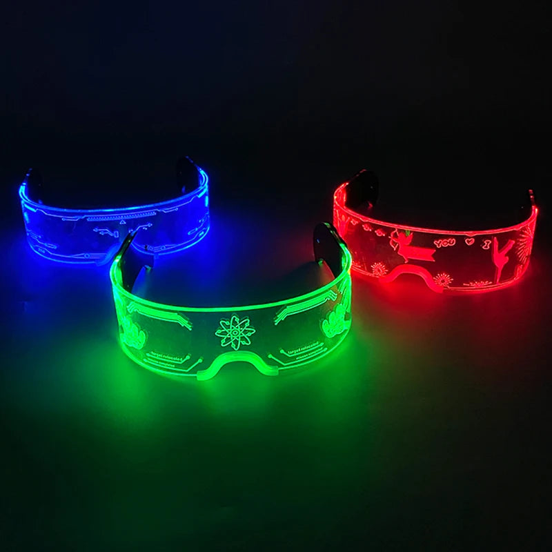 Hot LED Luminous Glasses Neon Light Up Visor Eyeglasses Bar Party Glasses For Halloween Christmas Festival Glow Party Decoration