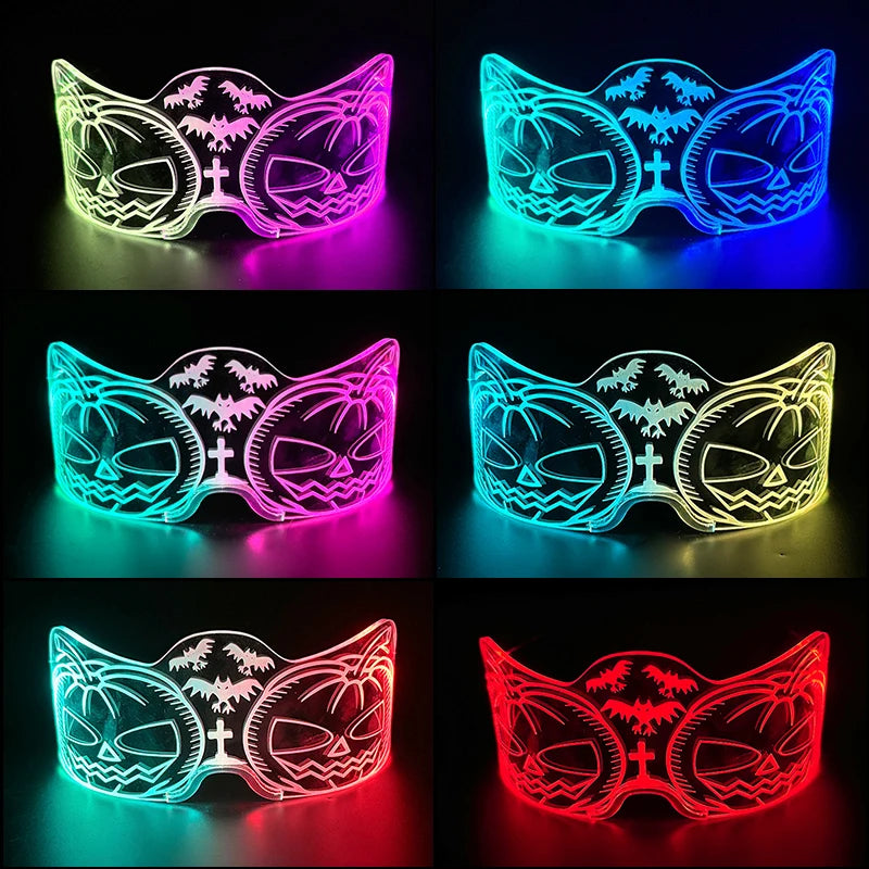 Hot LED Luminous Glasses Neon Light Up Visor Eyeglasses Bar Party Glasses For Halloween Christmas Festival Glow Party Decoration