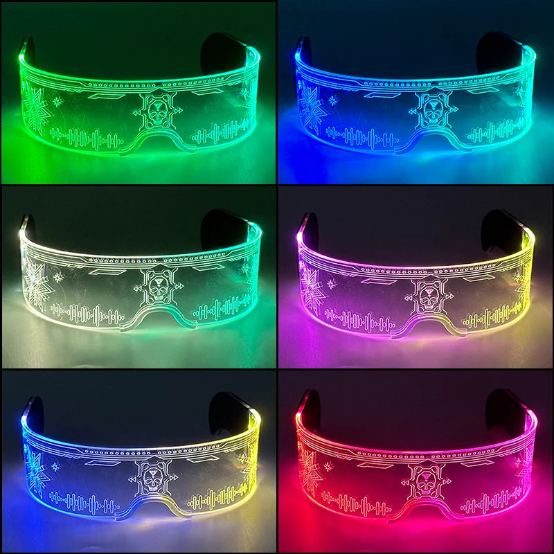 Hot LED Luminous Glasses Neon Light Up Visor Eyeglasses Bar Party Glasses For Halloween Christmas Festival Glow Party Decoration