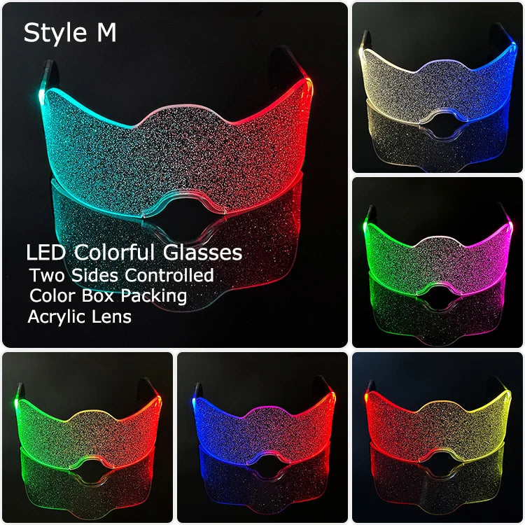 Hot LED Luminous Glasses Neon Light Up Visor Eyeglasses Bar Party Glasses For Halloween Christmas Festival Glow Party Decoration