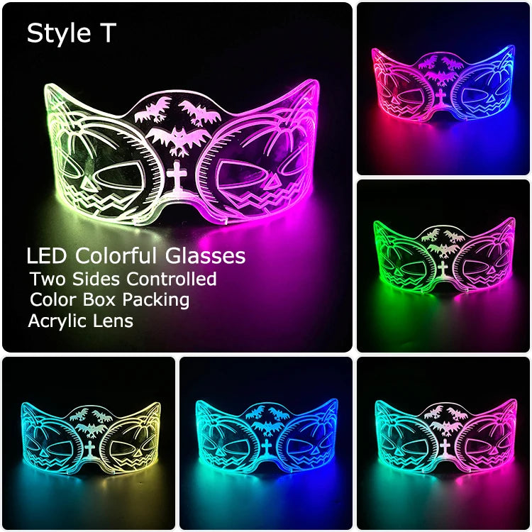 Hot LED Luminous Glasses Neon Light Up Visor Eyeglasses Bar Party Glasses For Halloween Christmas Festival Glow Party Decoration