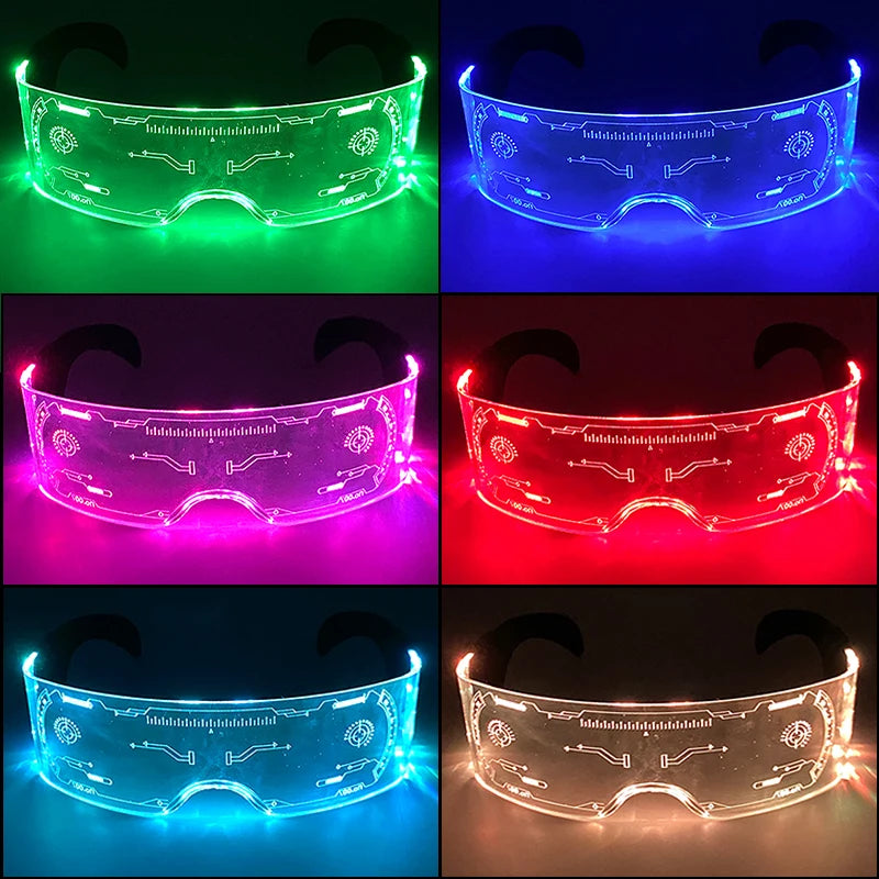 Hot LED Luminous Glasses Neon Light Up Visor Eyeglasses Bar Party Glasses For Halloween Christmas Festival Glow Party Decoration