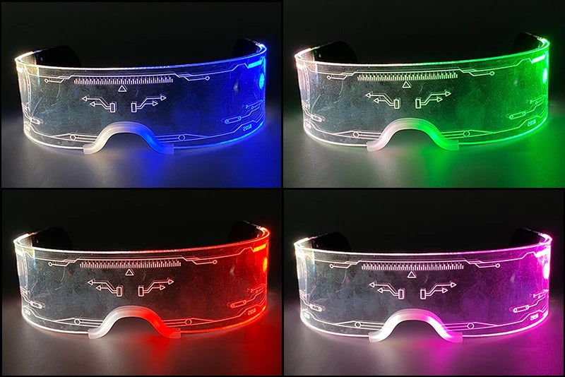 Hot LED Luminous Glasses Neon Light Up Visor Eyeglasses Bar Party Glasses For Halloween Christmas Festival Glow Party Decoration