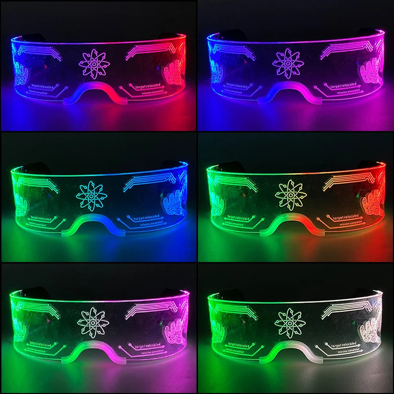 Hot LED Luminous Glasses Neon Light Up Visor Eyeglasses Bar Party Glasses For Halloween Christmas Festival Glow Party Decoration