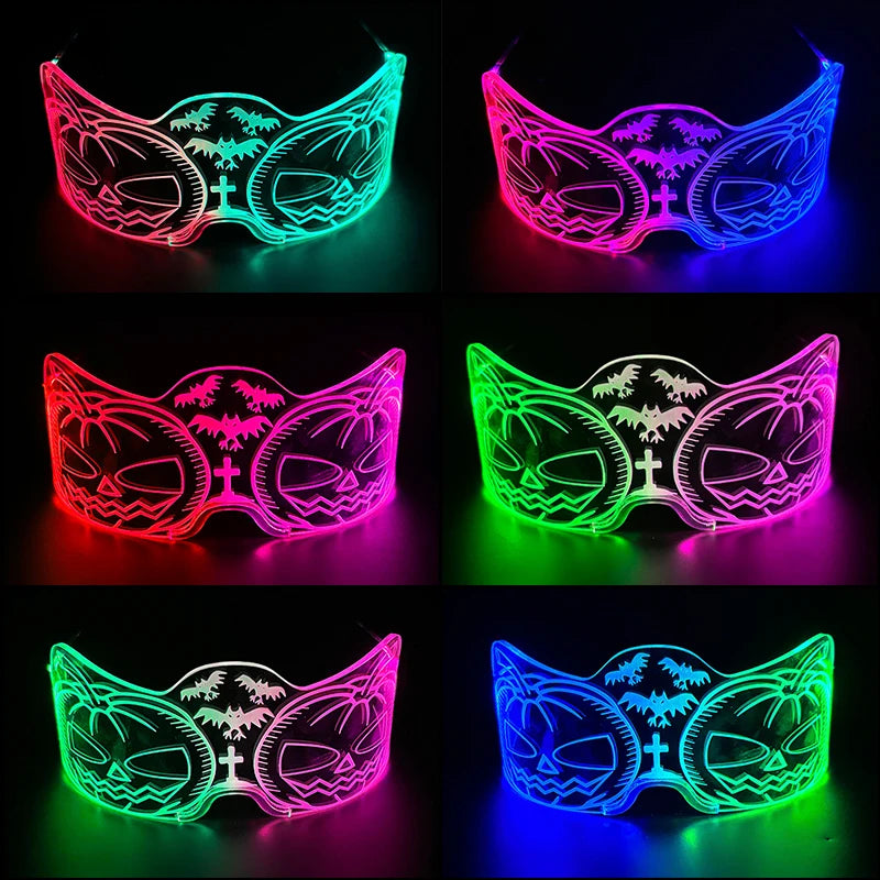 Hot LED Luminous Glasses Neon Light Up Visor Eyeglasses Bar Party Glasses For Halloween Christmas Festival Glow Party Decoration