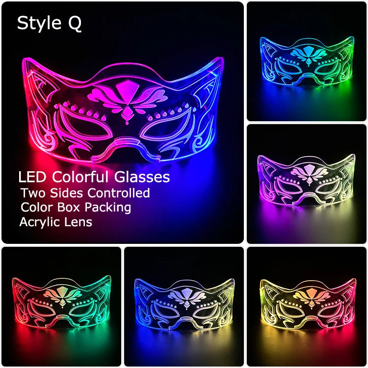 Hot LED Luminous Glasses Neon Light Up Visor Eyeglasses Bar Party Glasses For Halloween Christmas Festival Glow Party Decoration
