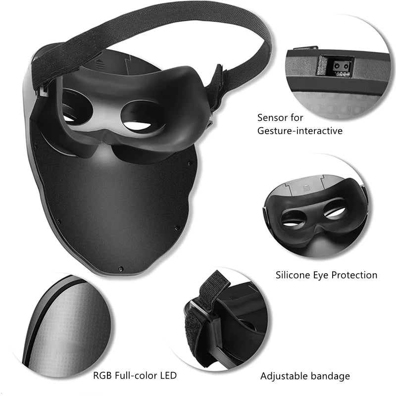 LED Light Up Mask APP Control Programmable Glowing Face Masks For Scary Halloween Festival Costume Masquerade Parties Cosplay