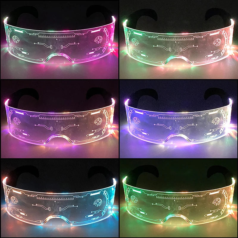 Hot LED Luminous Glasses Neon Light Up Visor Eyeglasses Bar Party Glasses For Halloween Christmas Festival Glow Party Decoration