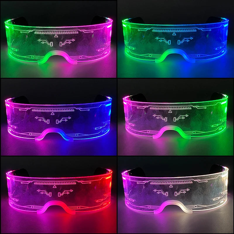 Hot LED Luminous Glasses Neon Light Up Visor Eyeglasses Bar Party Glasses For Halloween Christmas Festival Glow Party Decoration