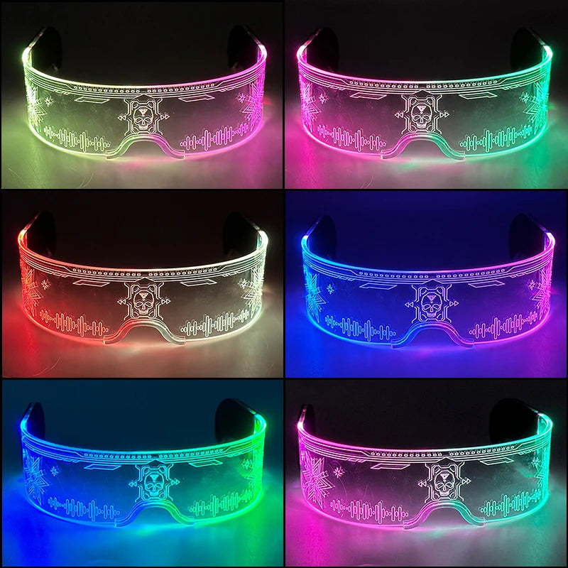 Hot LED Luminous Glasses Neon Light Up Visor Eyeglasses Bar Party Glasses For Halloween Christmas Festival Glow Party Decoration
