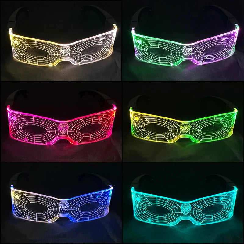 Hot LED Luminous Glasses Neon Light Up Visor Eyeglasses Bar Party Glasses For Halloween Christmas Festival Glow Party Decoration