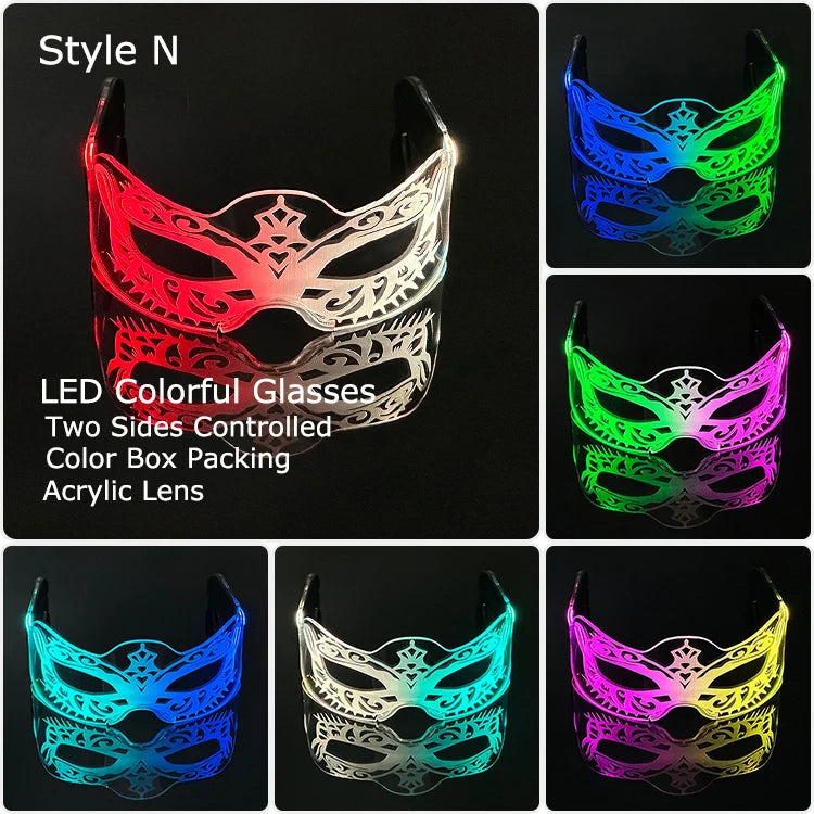 Hot LED Luminous Glasses Neon Light Up Visor Eyeglasses Bar Party Glasses For Halloween Christmas Festival Glow Party Decoration