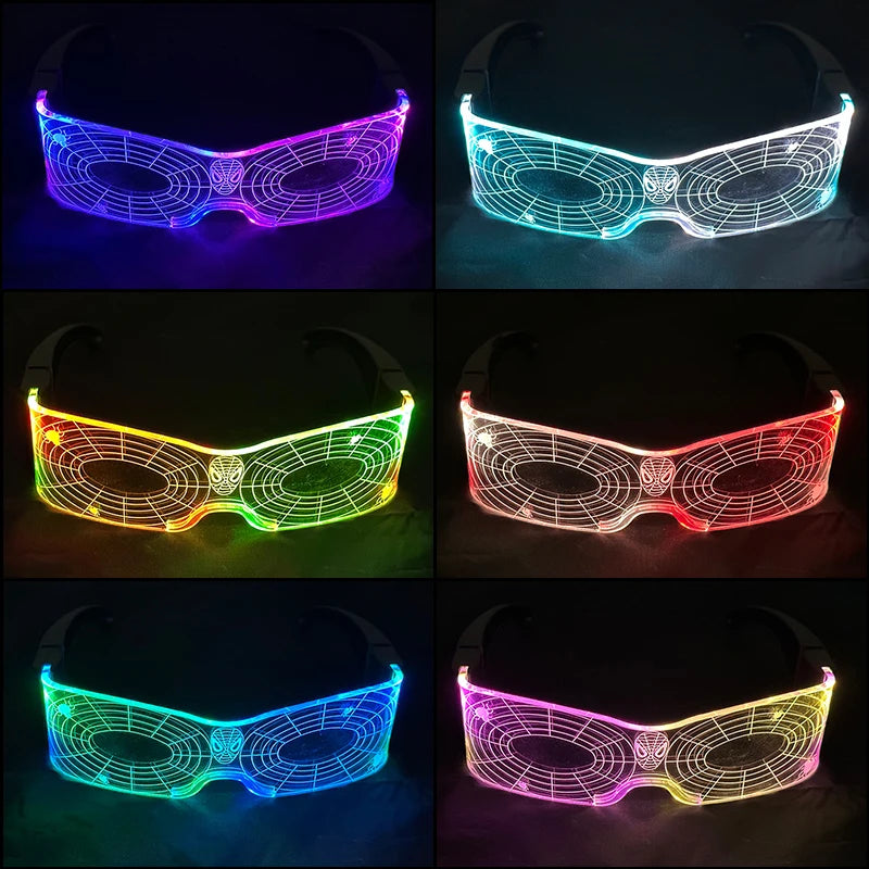 Hot LED Luminous Glasses Neon Light Up Visor Eyeglasses Bar Party Glasses For Halloween Christmas Festival Glow Party Decoration