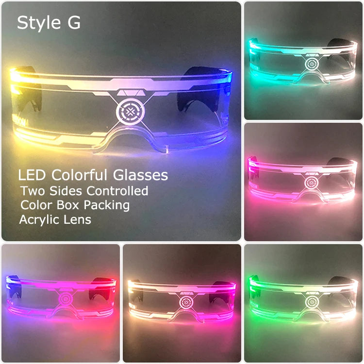 Hot LED Luminous Glasses Neon Light Up Visor Eyeglasses Bar Party Glasses For Halloween Christmas Festival Glow Party Decoration