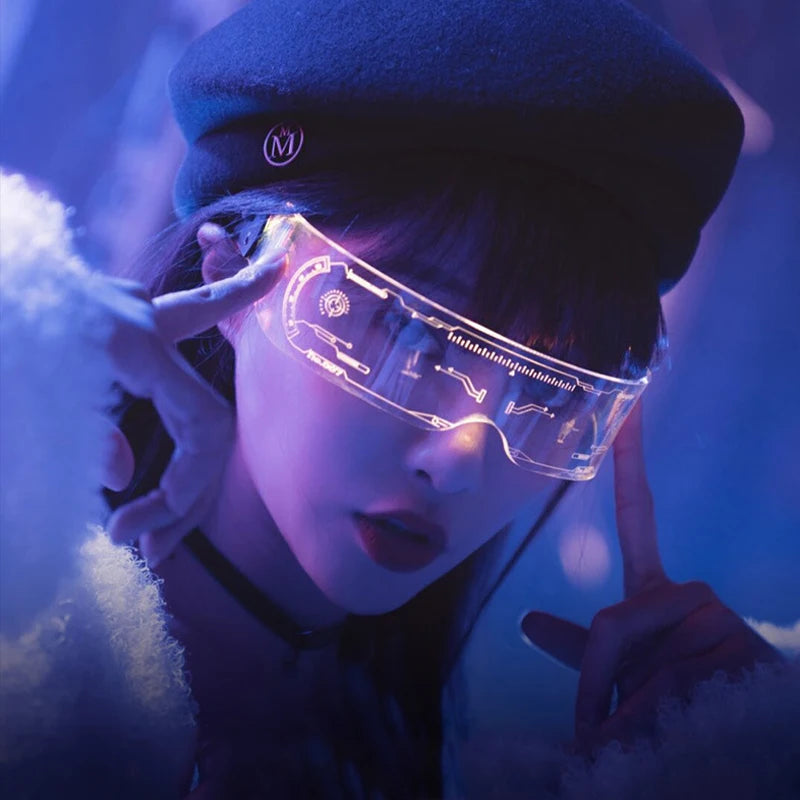 Hot LED Luminous Glasses Neon Light Up Visor Eyeglasses Bar Party Glasses For Halloween Christmas Festival Glow Party Decoration