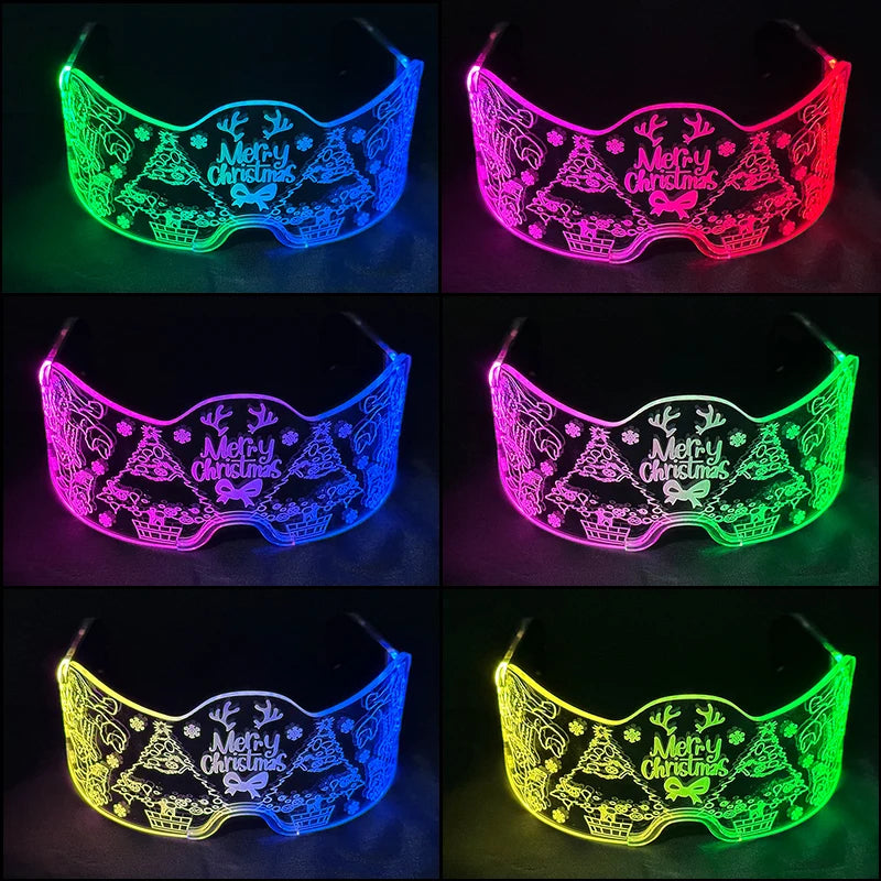Hot LED Luminous Glasses Neon Light Up Visor Eyeglasses Bar Party Glasses For Halloween Christmas Festival Glow Party Decoration