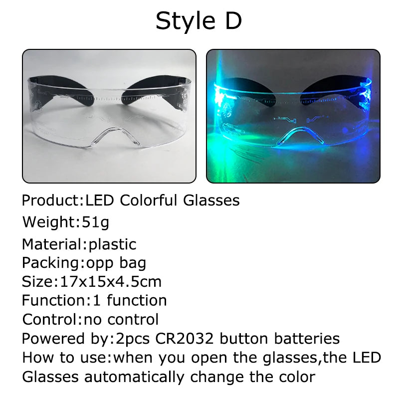 Hot LED Luminous Glasses Neon Light Up Visor Eyeglasses Bar Party Glasses For Halloween Christmas Festival Glow Party Decoration