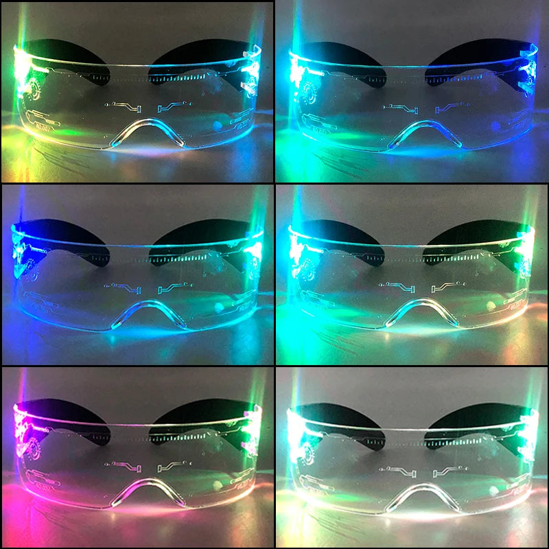 Hot LED Luminous Glasses Neon Light Up Visor Eyeglasses Bar Party Glasses For Halloween Christmas Festival Glow Party Decoration