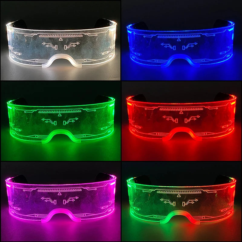 Hot LED Luminous Glasses Neon Light Up Visor Eyeglasses Bar Party Glasses For Halloween Christmas Festival Glow Party Decoration