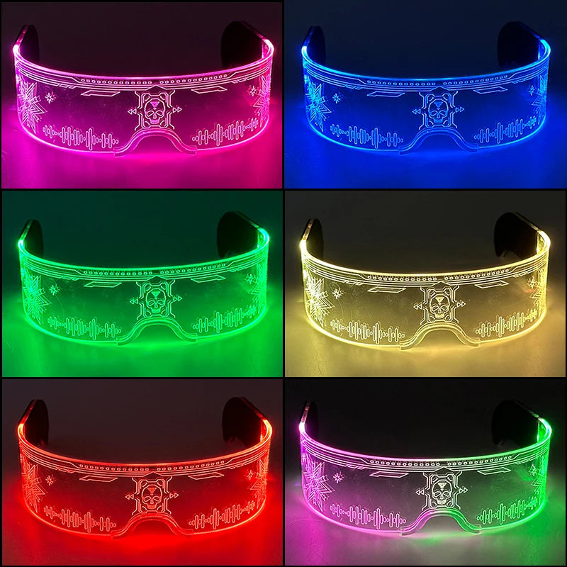 Hot LED Luminous Glasses Neon Light Up Visor Eyeglasses Bar Party Glasses For Halloween Christmas Festival Glow Party Decoration