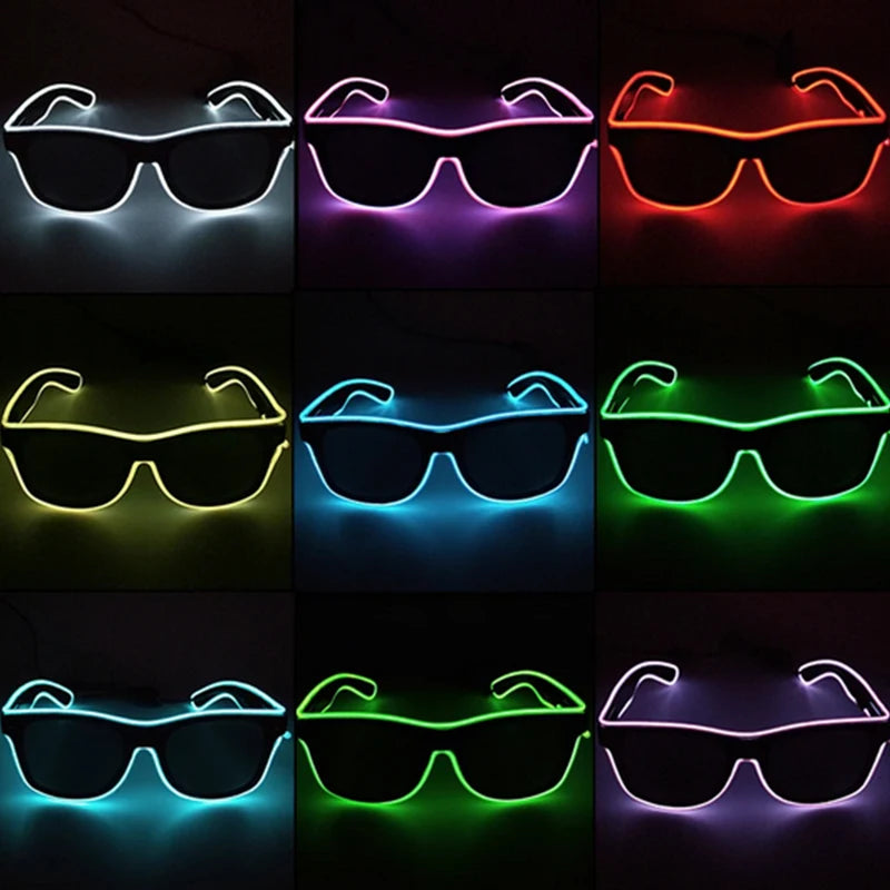 Rave Bar Glowing Glasses With Light Neon Party Decor LED Sunglasses For Men Women Birthday Luminous Glasses Festival Supplies
